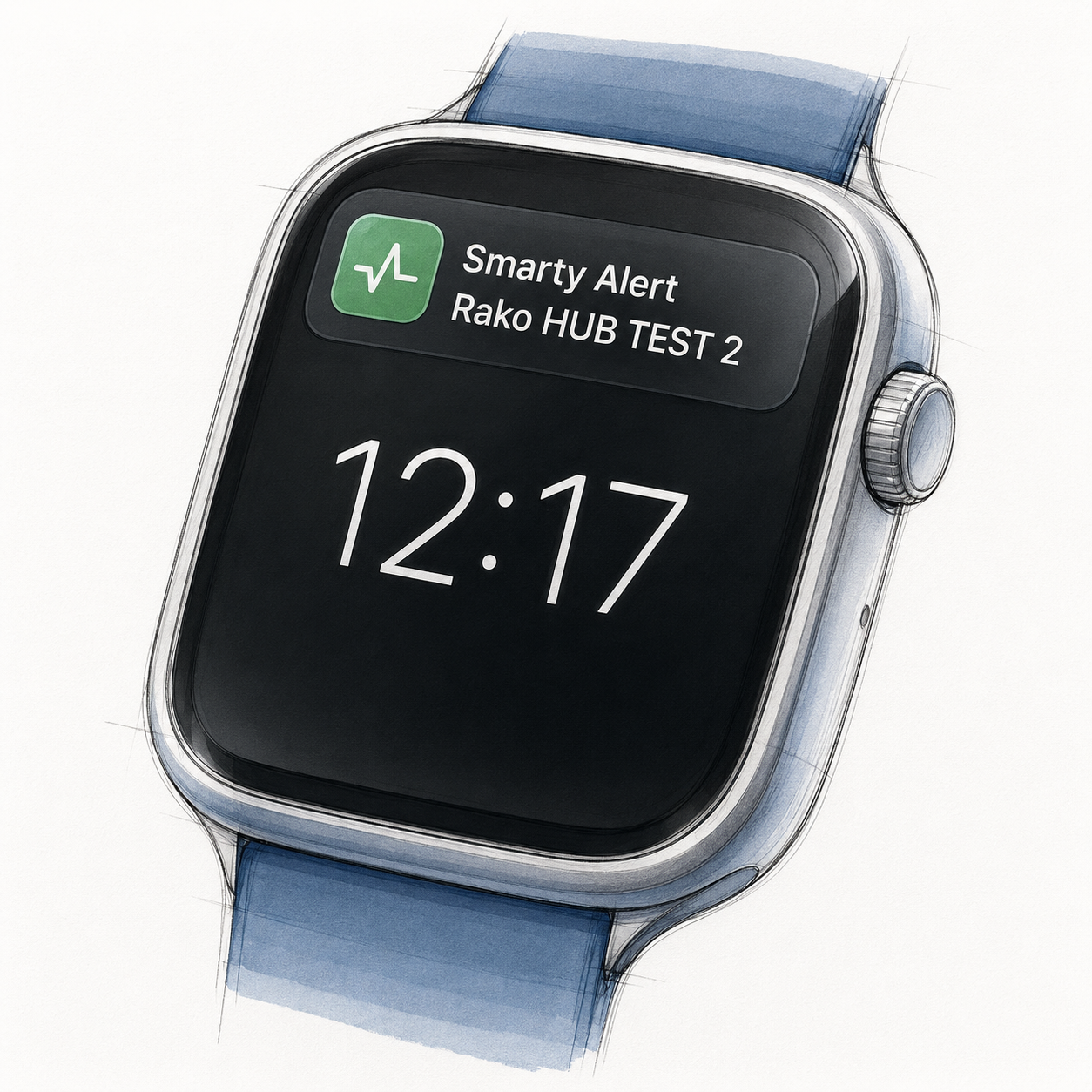 Smarty alert push notification concept on a smartwatch